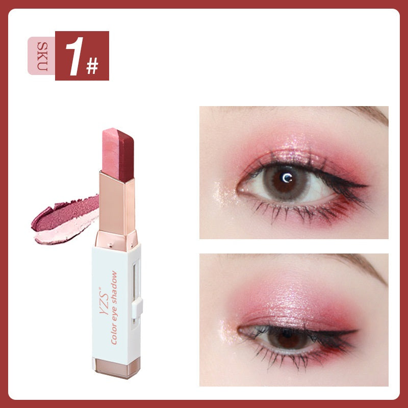 YZS Velvet Gradient Two-color Eyeshadow Stick, Contrast Pearlescent Eyeshadow, Eye Modification Eyeshadow Pen