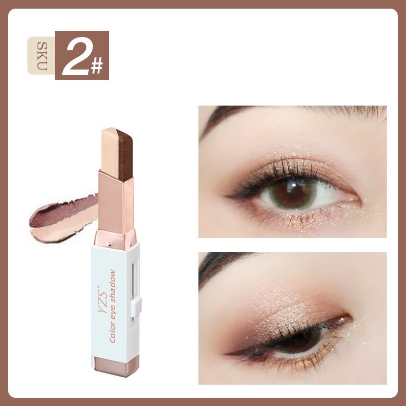 YZS Velvet Gradient Two-color Eyeshadow Stick, Contrast Pearlescent Eyeshadow, Eye Modification Eyeshadow Pen