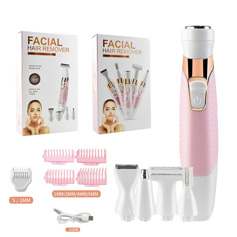 Electric Hair Removal Device Female USB Shaver 5 n 1 Face & Body Hair Trimmer